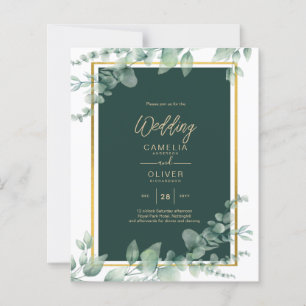 LeahG Eucalyptus Greenery Gold WEDDING QR CODE