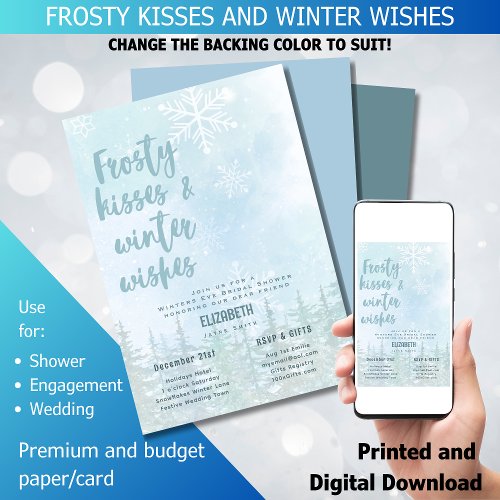 LeahG Frosty Kisses n Winter Wishes Bridal Shower Invitation