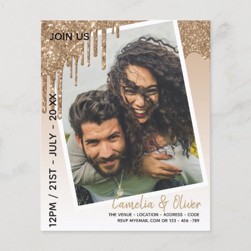 LeahG Glitter Drips Photo Overlay Wedding Invite Flyer