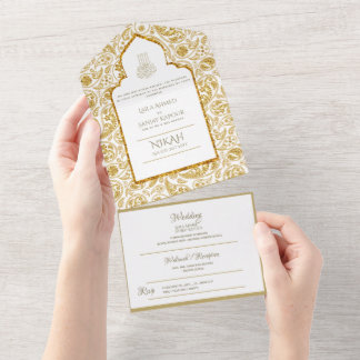 LeahG Gold Paisley Islamic Muslim Wedding Invite