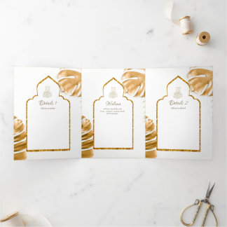 LeahG Gold White Islamic Muslim Wedding Invites 