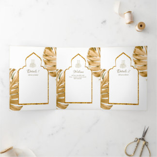 LeahG Gold White Islamic Muslim Wedding Invites 