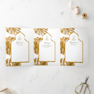 LeahG Gold White Islamic Muslim Wedding Invites 