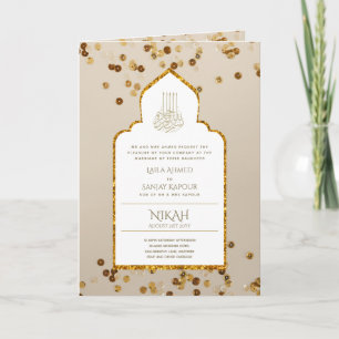 LeahG Gold White Islamic Muslim Wedding Invites
