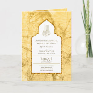 LeahG Gold White Islamic Muslim Wedding Invites