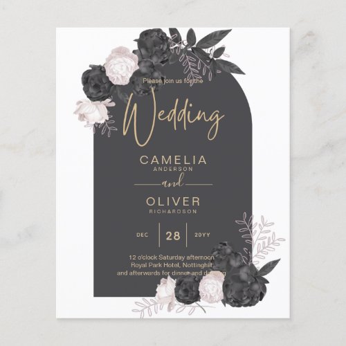 LeahG Gray Pink Roses Modern Fall Winter Wedding  Flyer