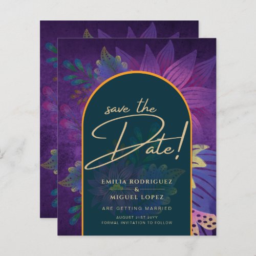 LeahG Green Purple Gold JEWEL TONES Wedding INVITE