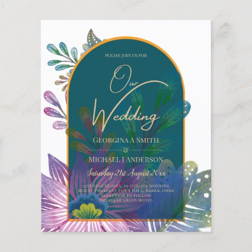 LeahG Green Purple Gold JEWEL TONES Wedding INVITE Flyer