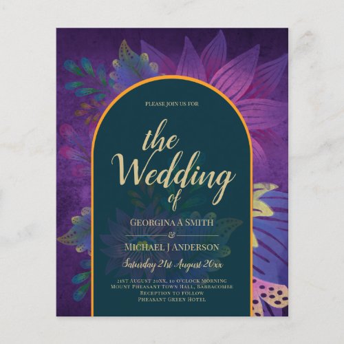 LeahG Green Purple Gold JEWEL TONES Wedding INVITE Flyer