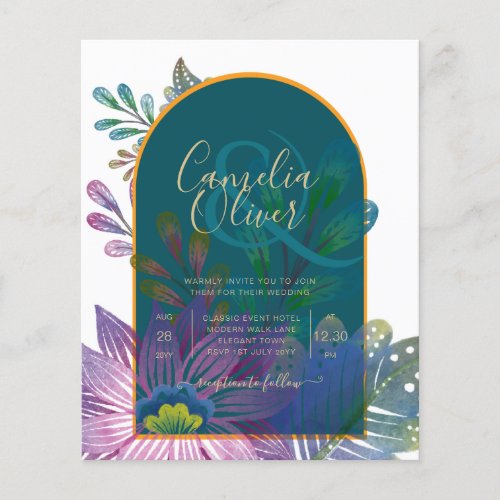 LeahG Green Purple Gold JEWEL TONES Wedding INVITE Flyer