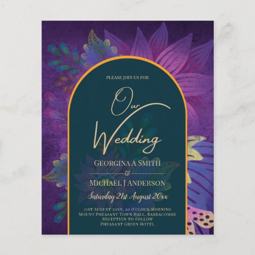 LeahG Green Purple Gold JEWEL TONES Wedding INVITE Flyer