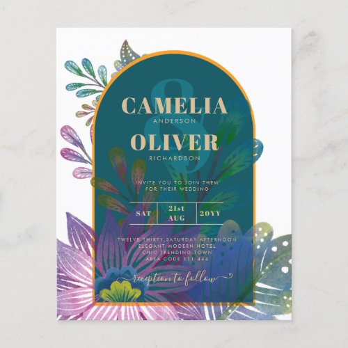 LeahG Green Purple Gold JEWEL TONES Wedding INVITE Flyer