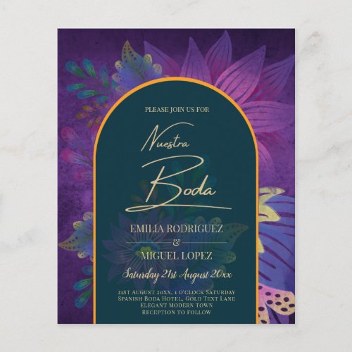 LeahG Green Purple Gold JEWEL TONES Wedding INVITE Flyer