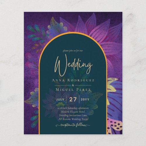 LeahG Green Purple Gold JEWEL TONES Wedding INVITE Flyer