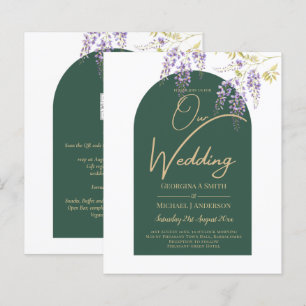 LeahG Green Purple Gold WISTERIA Wedding INVITE