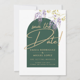 LeahG Green Purple Gold WISTERIA Wedding INVITE