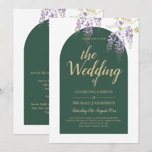 LeahG Green Purple Gold WISTERIA Wedding INVITE