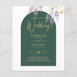LeahG Green Purple Gold WISTERIA Wedding INVITE Flyer