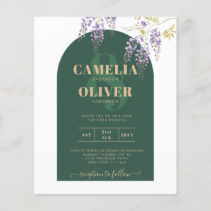 LeahG Green Purple Gold WISTERIA Wedding INVITE Flyer