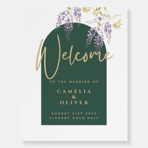 LeahG Green Purple Gold WISTERIA Wedding INVITE Foam Board
