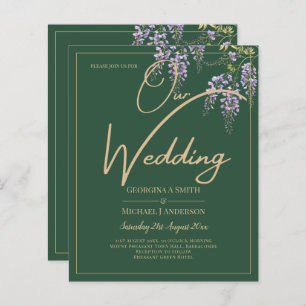 LeahG Green Purple WISTERIA Wedding INVITE