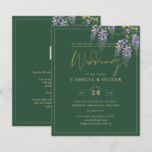 LeahG Green Purple WISTERIA Wedding INVITE