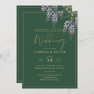 LeahG Green Purple WISTERIA Wedding INVITE