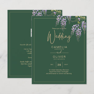 LeahG Green Purple WISTERIA Wedding INVITE