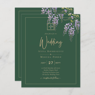 LeahG Green Purple WISTERIA Wedding INVITE