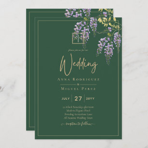 LeahG Green Purple WISTERIA Wedding INVITE