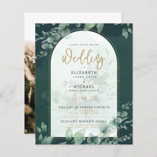 LeahG Greenery Gold PHOTO Wedding Invite