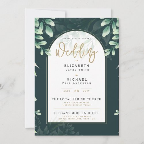 LeahG Greenery Gold PHOTO Wedding Invite