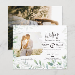 LeahG Greenery Leaves PHOTO OVERLAY Wedding Invite