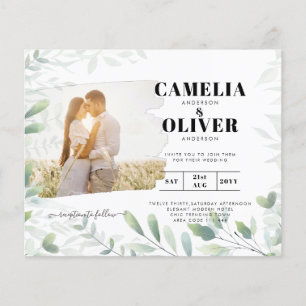 LeahG Greenery Leaves PHOTO OVERLAY Wedding Invite Flyer