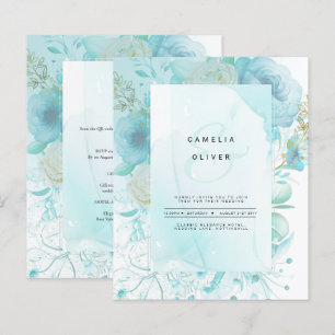 LeahG INK Sea Glass Turquoise Aqua Abstract INVITE