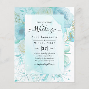 LeahG INK Sea Glass Turquoise Aqua Abstract INVITE Flyer