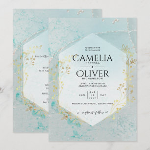 LeahG INK Sea Glass Turquoise Gold Aqua INVITE