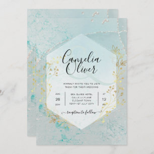 LeahG INK Sea Glass Turquoise Gold Aqua INVITE