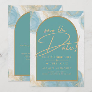 LeahG INK Sea Glass Turquoise Teal Gold INVITE