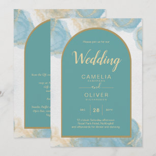 LeahG INK Sea Glass Turquoise Teal Gold INVITE