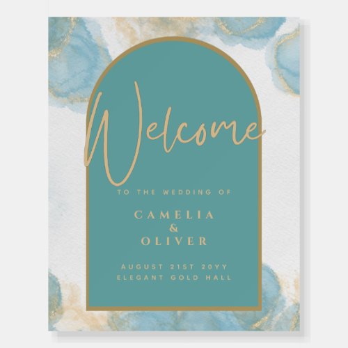 LeahG INK Sea Glass Turquoise Teal Gold INVITE Foam Board