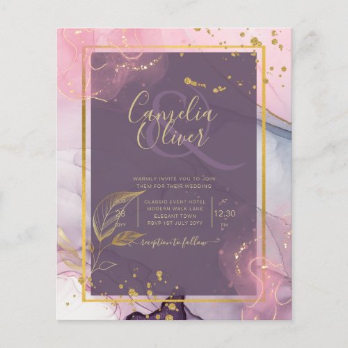 LeahG Lavender INK Mauve Purple Gold Wedding Flyer