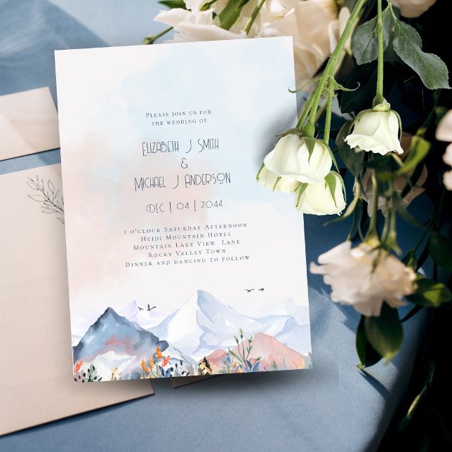 LeahG Mountain Scene Winter Dew Wedding Invitation (Creator Uploaded)