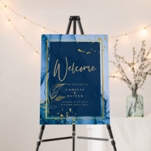 LeahG® Navy Blue Gold Alcohol Ink Wedding