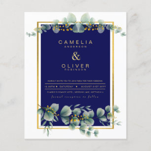 LeahG NAVY BLUE GOLD Greenery Eucalyptus Wedding Flyer