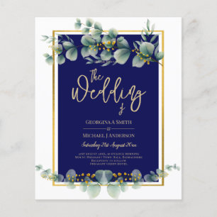 LeahG NAVY BLUE GOLD Greenery Eucalyptus Wedding Flyer
