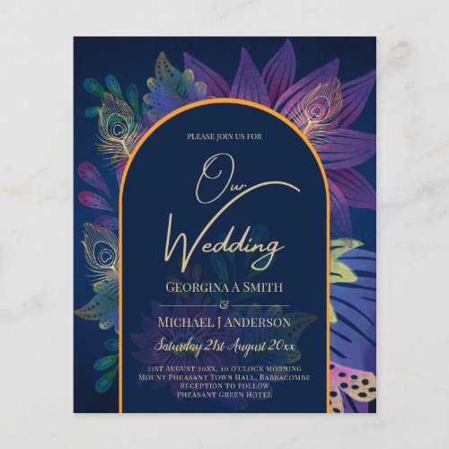 LeahG Navy Purple Gold JEWEL TONES Wedding INVITE Flyer