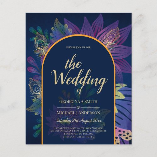 LeahG Navy Purple Gold JEWEL TONES Wedding INVITE Flyer