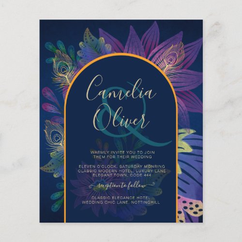 LeahG Navy Purple Gold JEWEL TONES Wedding INVITE Flyer