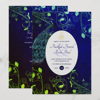 LeahG Peacock Blue Islamic Muslim Wedding Invites 
